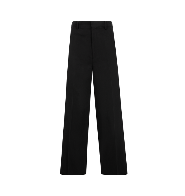 Image 1 of 3 - BLACK - AURALEE High Twist Wool Linen Twill Slacks featuring twill fabric that is woven with Super 100s worsted wool (18.5 microns) for the warp and linen for the weft, both packed to their maximum density, regular fit, straight leg, hook zip closure and belt loops at waist. 70% wool, 30% linen.