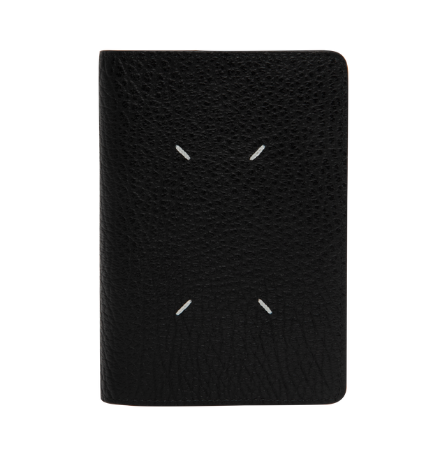Image 1 of 3 - BLACK - Maison Margiela Calfskin Passport Holder featuring pebble-grained calfskin, white stitching at face, logo stamp at interior and two passport slots. H5.5" x W4". Calfskin. Made in Italy.