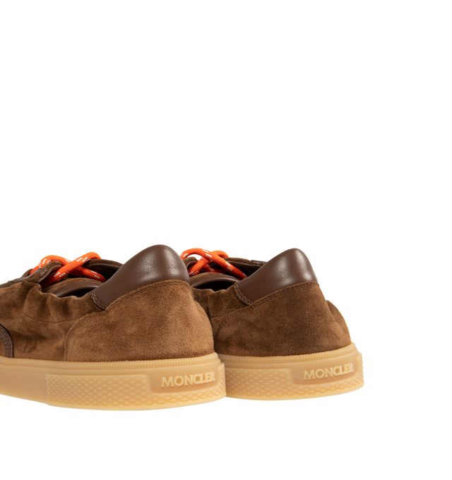 Image 3 of 5 - BROWN - Moncler Men's Vera Leisure Suede Sneakers featuring suede upper, leather lining, lace-up and rubber sole. Sole height 2.4 cm. Made in Italy.