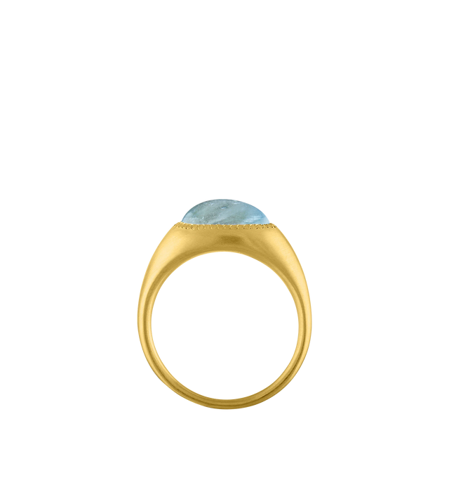 Image 3 of 3 - GOLD - PROUNIS Aquamarine Roz Ring inset with an aquamarine featuring 22K gold. 9mm wide. Hirshleifers offers a range of pieces from this collection in-store. For personal consultation and detailed information about jewelry, please contact our dedicated stylist team at personalshopping@hirshleifers.com. This item may be restricted for online purchase to international clients. For assistance purchasing this item please contact our dedicated stylist team at personalshopping@hirshleifers.com.