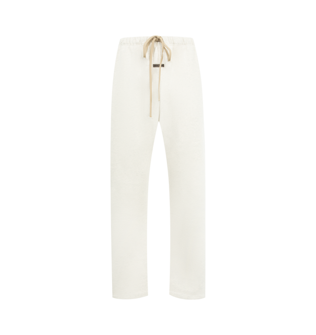 Image 1 of 3 - WHITE - FEAR OF GOD ESSENTIALS Flare Sweatpant featuring 480gsm core fleece, relaxed silhouette that extends into a flared leg, encased elastic waistband with elongated drawcords, side seam pockets and a Fear of God Essentials rubberized label stitched at the center front. 80% cotton, 20% polyester.