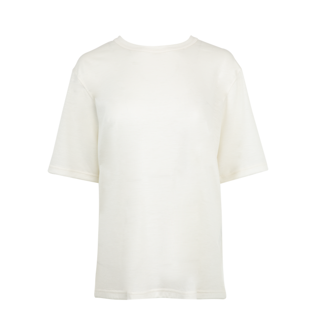 Image 1 of 2 - WHITE - GABRIELA HEARST Kirby T-Shirt featuring crewneck, short sleeves and loose fit. 100% cashmere. Made in Italy.
