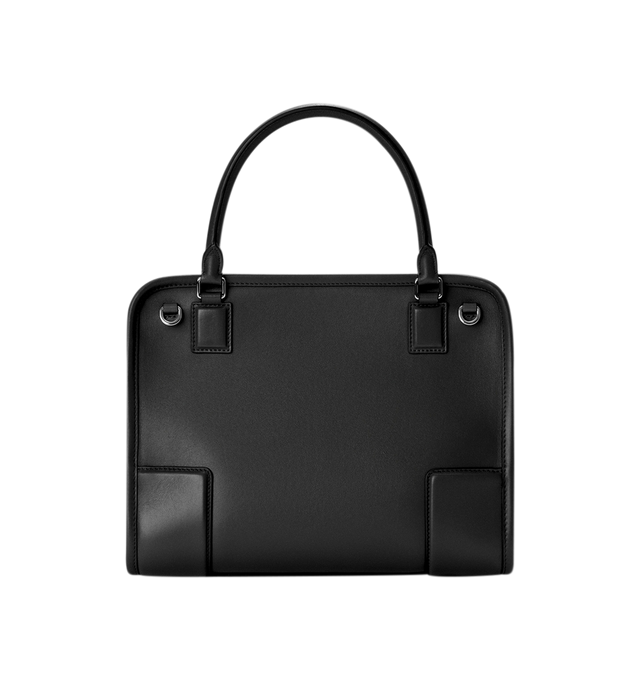 Image 6 of 14 - BLACK - Loewe Women's Medium Amazona 180 Bag is crafted from woven nappa calfskin and features a relaxed silhouette inspired by one of the house's iconic designs. Designed with a single Toron top handle and removable shoulder strap, it can be carried by hand, over the shoulder, or crossbody. A concealed magnetic closure, zip fastening with dual leather pullers, two compartments, an internal flat pocket, and a side D-ring provide functional organization. Finished with palladium-tone hardware,