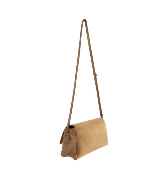 Image 2 of 3 - BROWN - KHAITE Audrey Crossbody Bag featuring a flap-front bag to carry across the body, on the shoulder, or as a clutch with removable, adjustable strap and magnetic clasp closure. 8.6 in x 1.6 in x 5.5 in. Handle Drop: 15.7 in. 100% calfskin. Made in Italy.