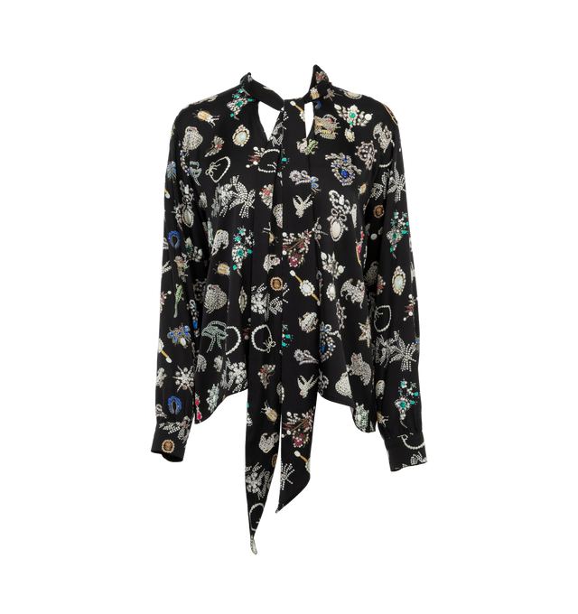 BLACK DIAMOND PINS TIE BLOUSE