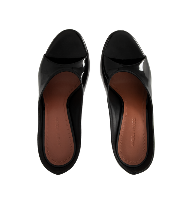 Image 4 of 4 - BLACK - AMINA MUADDI Anok Slipper featuring open rounded toe, open back and 105mm stiletto heel. 100% calfskin. Made in Italy.