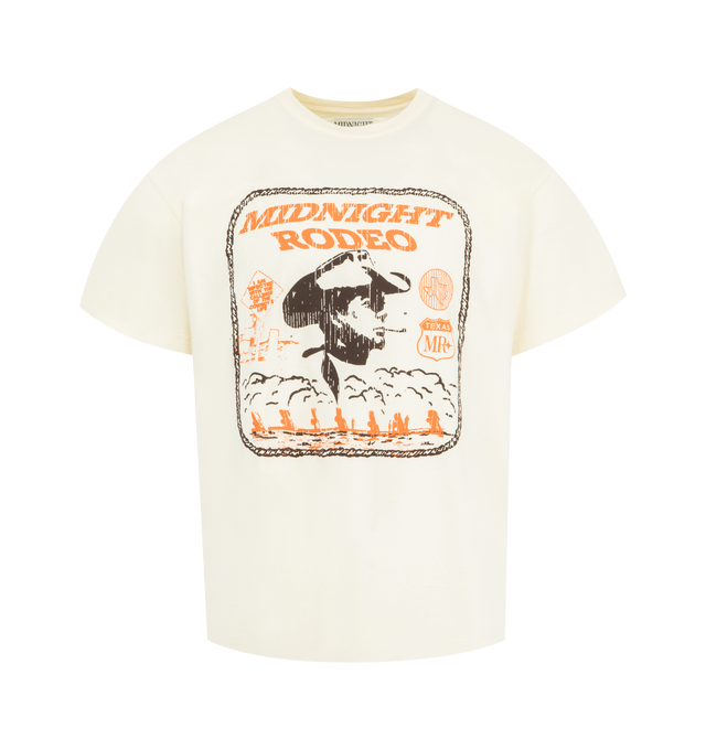 Image 1 of 2 - WHITE - MIDNIGHT RODEO Western Graphic T-Shirt featuring crewneck, short sleeves and graphic on front. 100% cotton. Made in the USA.