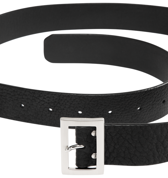 Image 2 of 2 - BLACK - RICK OWENS Stooges Belt featuring waxed and vegetable-tanned grained bull leather belt, LWG-certified leather, logo-engraved pin-buckle fastening and silver-tone hardware. W1.5". Bull leather. Made in Italy.