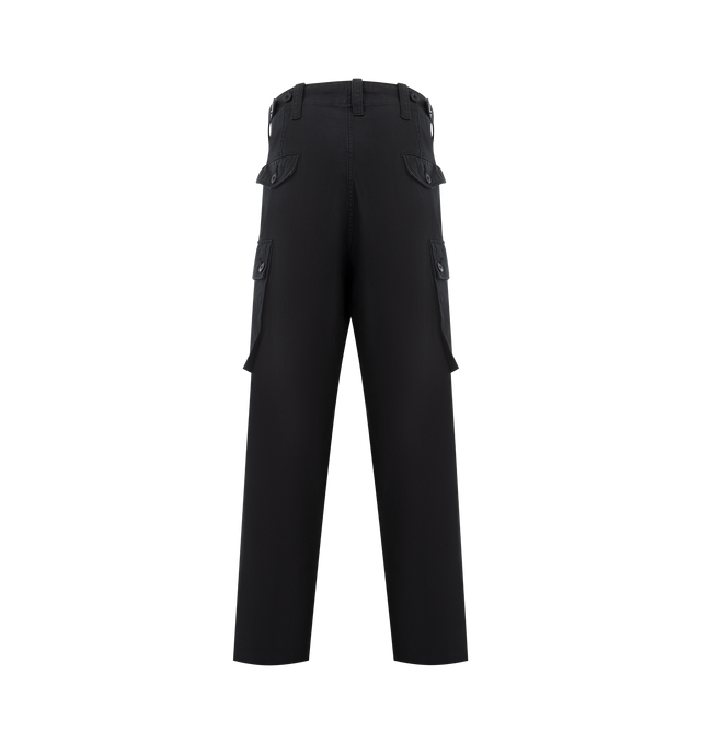 Image 2 of 3 - NAVY - ORSLOW Wide Fit Cargo Pants featuring relaxed fit, two front pockets, two rear pockets, two cargo pockets, darted knees, adjustable waist pull, adjustable drawstring at hem and zip fly. 100% cotton.