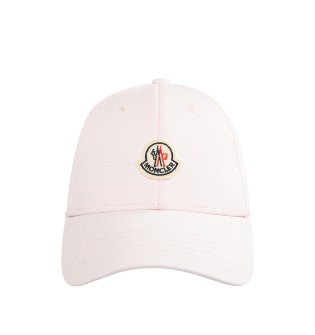 Image 1 of 2 - PINK - MONCLER Gabardine Baseball Cap featuring cotton lining, adjustable back tab with hook-and-loop closure and logo patch. 100% cotton.
