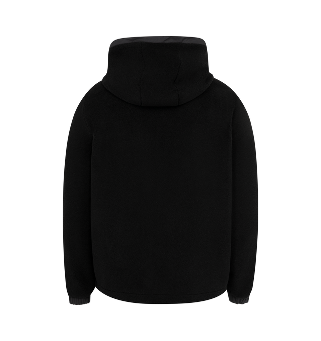 Image 2 of 3 - BLACK - MONCLER Teddy Zip-Up Hoodie featuring teddy fleece, adjustable hood, zipper closure, polyester kangaroo pockets and hem with drawstring fastening. 73% polyester, 27% acrylic. 100% polyester.