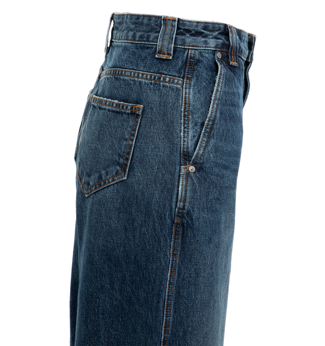 Image 2 of 3 - BLUE - KHAITE Bacall Jean featuring low waist, long-rise, full-length silhouette with added room in the leg for a more relaxed fit. 100% cotton. 