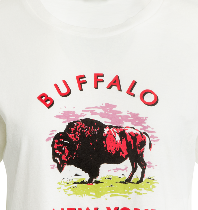 Image 3 of 3 - WHITE - BODE Buffalo Tee featuring short sleeves, crew neck, straight hem, graphic print and boxy fit. 100% cotton. Made in Portugal. 
