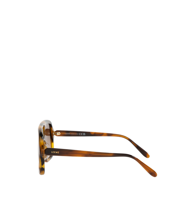 Image 2 of 3 - BROWN - Loewe Aviator-shaped sunglasses in a slim acetate construction featuring universal fit, UVA/UVB protection and metal LOEWE logo. Made in Italy.