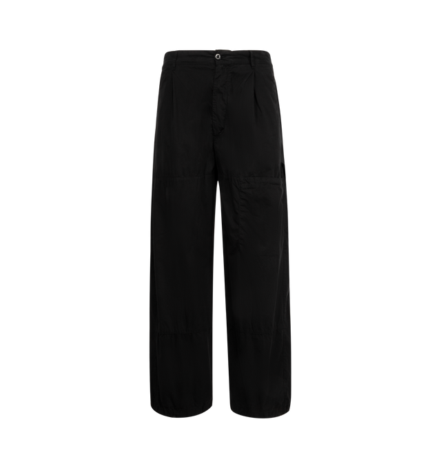 Image 1 of 3 - BLACK - C.P. COMPANY Microreps Cargo Pant featuring button and zip fastening, pinces, belt loops, side pockets, thigh flap snap pocket, back button pocket with Lens detail, back welt flap snap pockets with applied label, adjustable drawstring hems, garment dyed and boxy fit. 100% cotton.