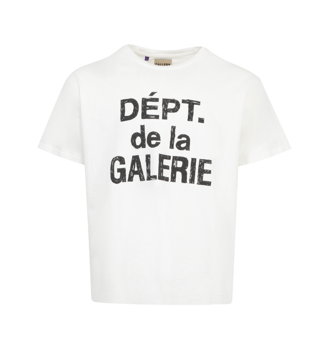 Image 1 of 2 - WHITE - GALLERY DEPT. Moody Tee featuring relaxed fit, short sleeves, crew neck and front and back graphic. 100% cotton. Made in USA.