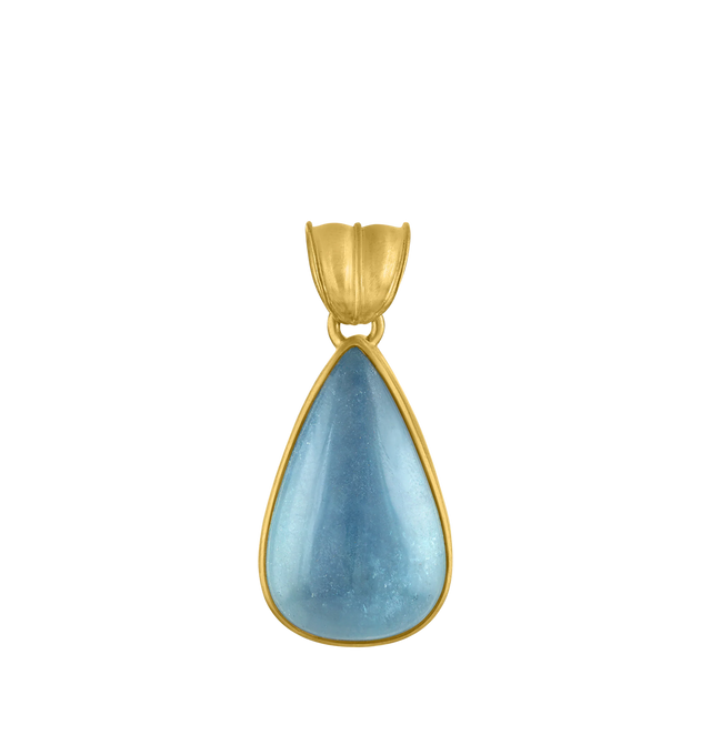 Image 2 of 3 - BLUE - PROUNIS Large Aquamarine Tear Pendant featuring Aquamarine and 22K gold. 34mm x 16mm. Hirshleifers offers a range of pieces from this collection in-store. For personal consultation and detailed information about jewelry, please contact our dedicated stylist team at personalshopping@hirshleifers.com.