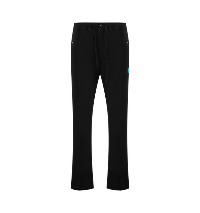 Image 1 of 3 - BLACK - NEEDLES Piping Cowboy Pant featuring drawstring at elasticized waistband, four-pocket styling, zip fly, logo embroidered at front, pinched seam at front legs and satin piping at outseams. 89% polyester, 11% polyurethane. Made in Japan.