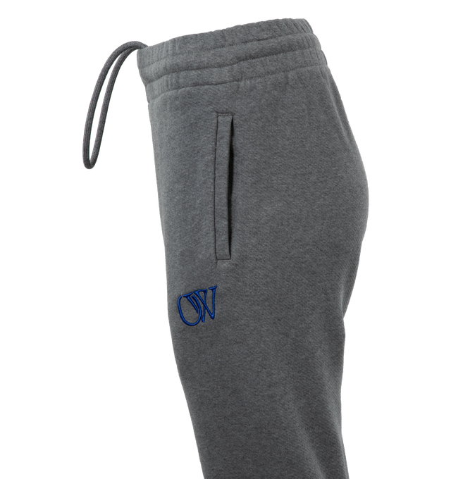 Image 3 of 4 - GREY - OFF-WHITE Flock Ow Cuff Sweatpant featuring logo at front, elasticized waist band and ankle cuffs. 100% cotton. 