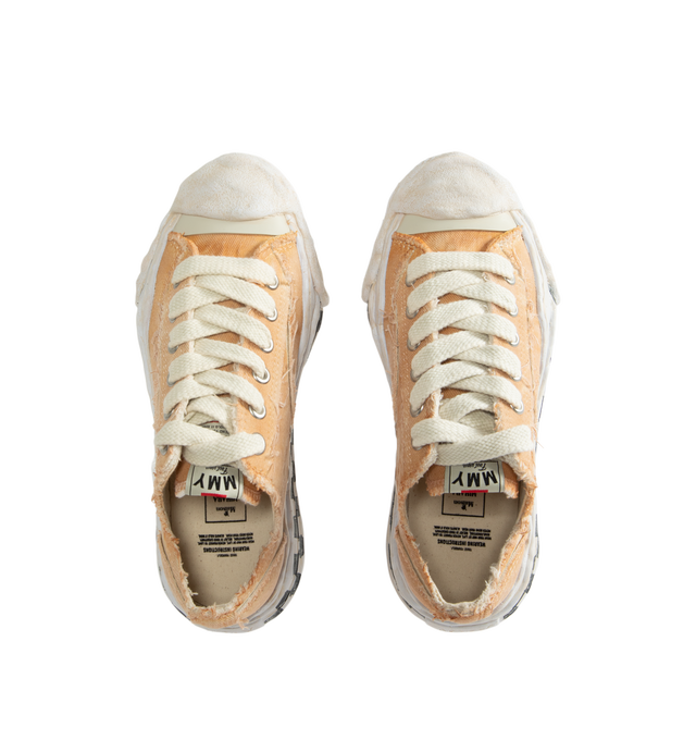 Image 5 of 5 - NEUTRAL - Maison Mihara Yasuhiro Hank OG Graffiti Check Sole Canvas Low-Top Sneakers are crafted from canvas and feature the brand's signature sculpted OG sole, originally molded from clay by the designer, with a hand-drawn graffiti-inspired check pattern across the sole. Designed with a low-top silhouette and lace-up construction, the HANK model pairs a classic canvas upper with the label's distinctive artistic approach to footwear. Main Material: Upper: 100% Cotton Canvas. Sole: Rubber.