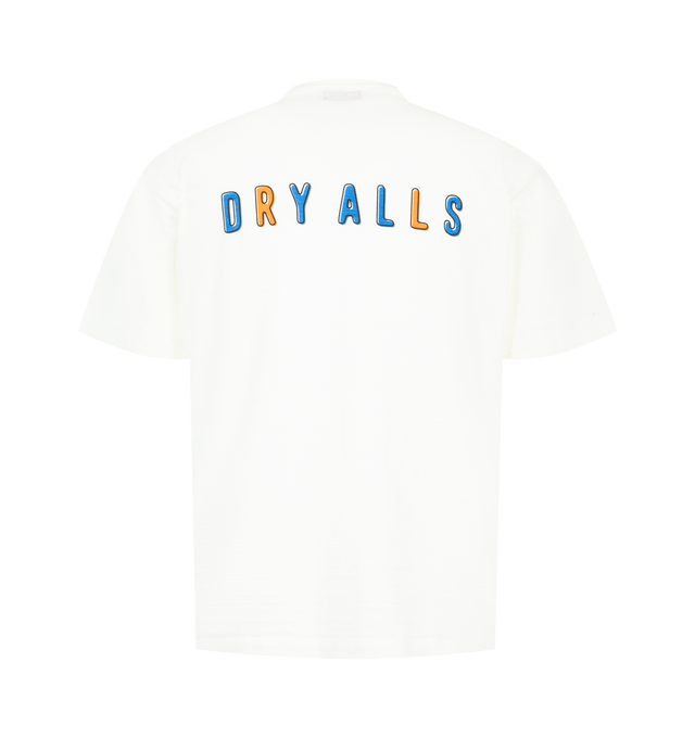 Image 2 of 2 - WHITE - HUMAN MADE Graphic T-Shirt featuring rounded body with no seams, double binder neck design for extra durability, colorful heart logo on the front, DRY ALLS on the back, crew neck and short sleeves. 100% cotton.