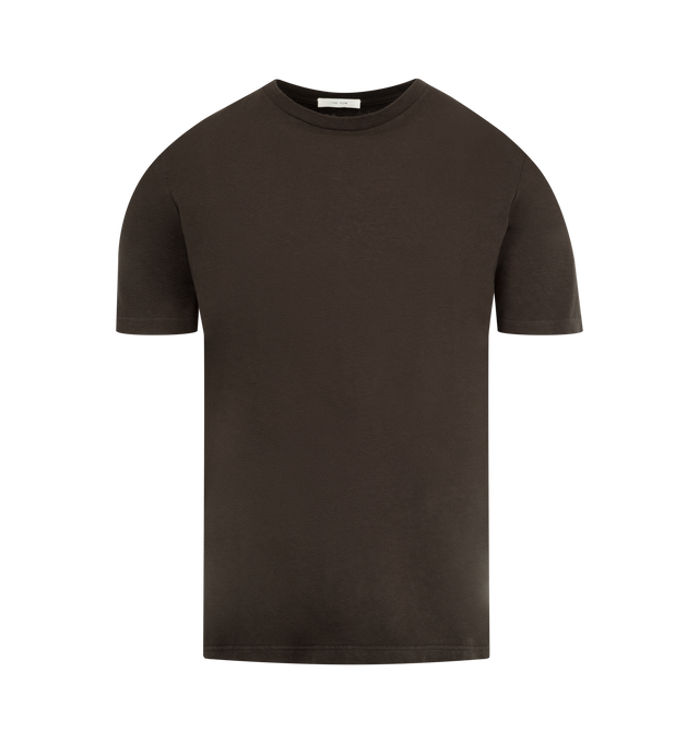 Image 1 of 2 - BROWN - THE ROW Luke T-Shirt featuring short sleeve t-shirt in soft, fluid Supima cotton jersey with ribbed neckline. 100% cotton. Made in Italy.