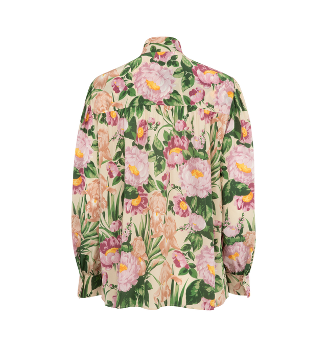 Image 2 of 2 - MULTI - CHLOE Floral Blouse featuring long sleevs, button front closure, button cuffs, neck tie and floral print throughout.