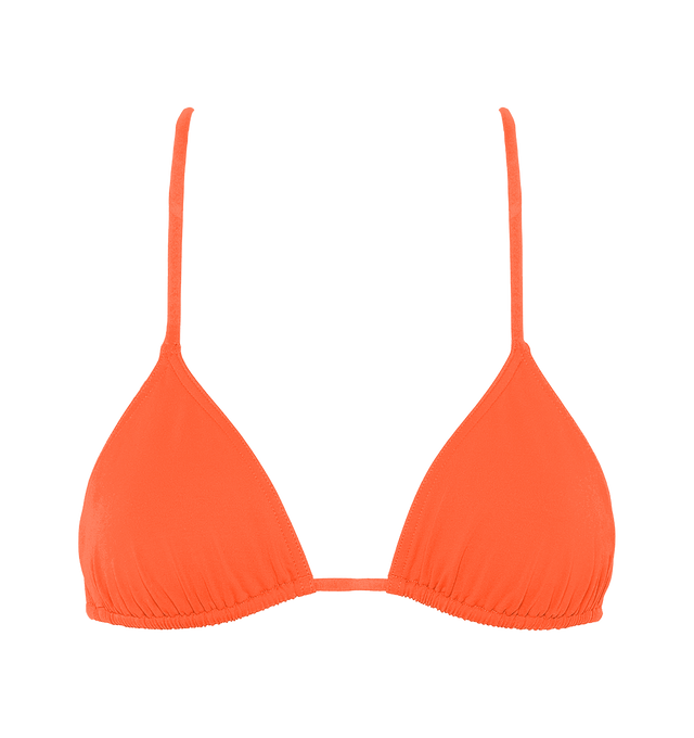 Image 3 of 8 - ORANGE - ERES Mouna Sliding Triangle Bikini Top featuring spaghetti straps. 84% Polyamid, 16% Spandex. Made in France. 