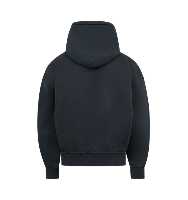 Image 2 of 2 - BLACK - RHUDE Regatta Club Hoodie featuring front graphic logo detail, front kangaroo pocket, attached hood, ribbed trim and fleece lining. 100% cotton. Made in USA.