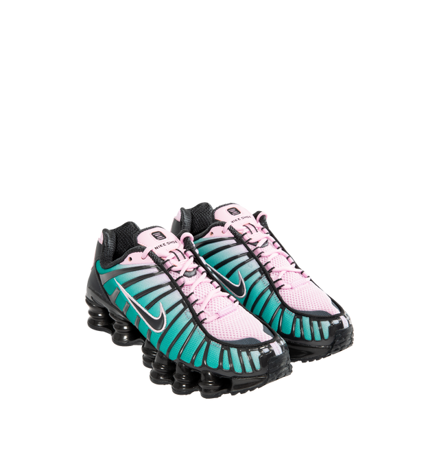 Image 2 of 5 - MULTI - NIKE Shox TL Fade Sneaker featuring breathable mesh, full-length Nike Shox technology with moderator plates, combination upper with full TPU cage, molded overlays throughout midfoot, TPU plate in heel between midsole and Nike Shox technology, foam midsole and reflective details.