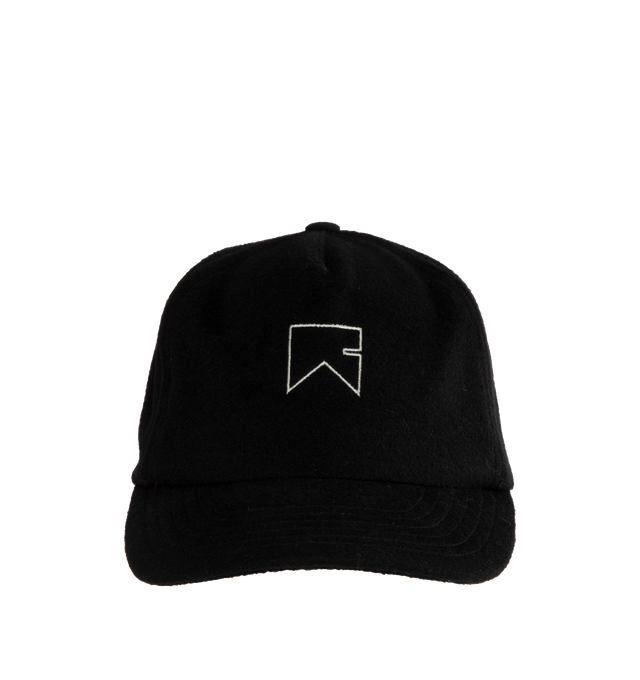 Image 1 of 2 - BLACK - RHUDE Cashmere Chevron Logo Hat featuring embroidered logo to the front, curved peak and adjustable strap to the rear. 