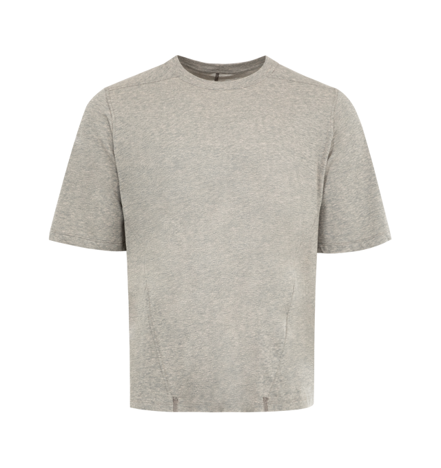 Image 1 of 2 - GREY - DRKSHDW Walrus T-shirt featuring crew neck, dropped shoulders, short sleeves, contrast side lace on the bottom, logo label on the bottom and straight hem. 100% cotton. Made in Italy.