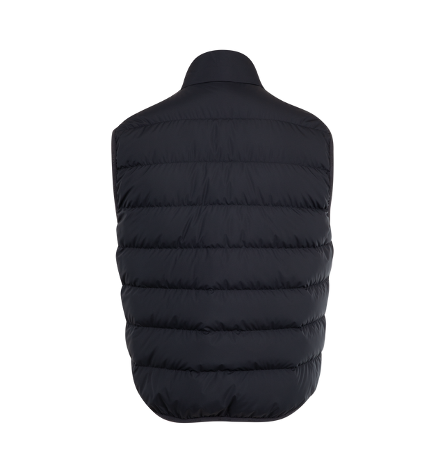 Image 2 of 2 - NAVY - MONCLER Contrin Down Vest polyester lining, down-filled, zipper closure, pockets with snap button closure, zipped inner pocket and logo trim. 100% polyester. Padding: 90% down, 10% feather.