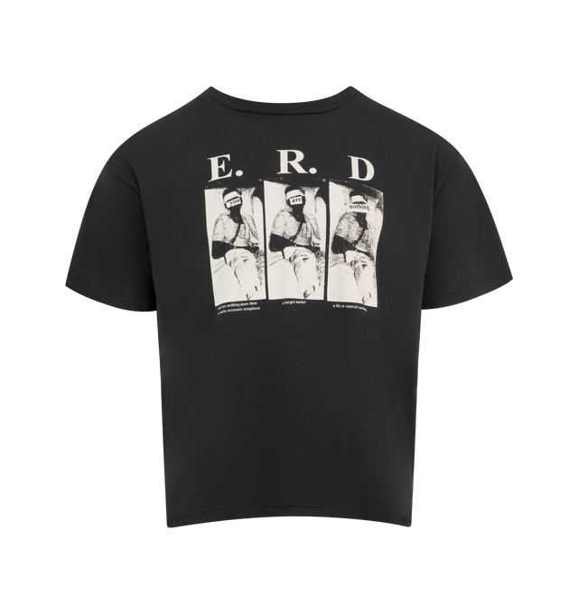 Image 1 of 2 - BLACK - ENFANTS RICHES DEPRIMES You Are Nothing Tee featuring a boxy, oversized fit with a rib knit neckline, single-stitch hems at the waist and cuffs, and printed artwork at the front and back. 100% cotton.