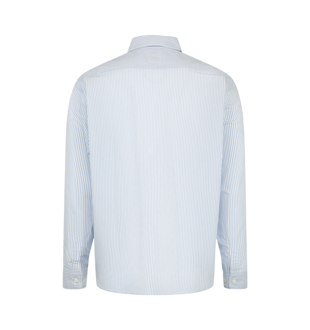 Image 2 of 2 - WHITE - Visvim Beiler Long Sleeve Button-Down Shirt is crafted from Italian fine-gauge high-density cotton and features a classic button-down silhouette with a distinctive damaged finish. Designed with custom bone buttons and elevated craftsmanship throughout, this long-sleeve shirt balances refined tailoring with Visvim's signature vintage-inspired treatment. Main Material: 100% Cotton. Made in Japan.