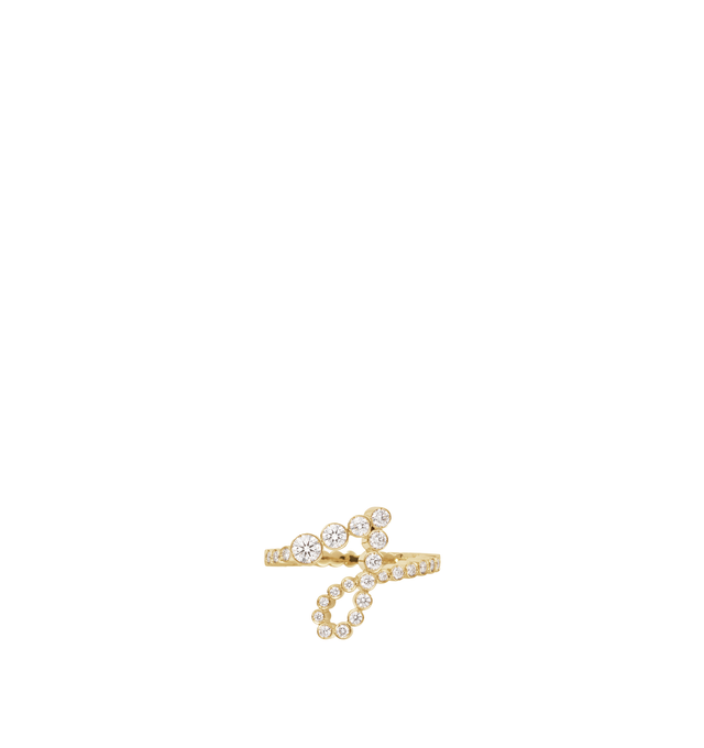 Image 1 of 1 - GOLD - SOPHIE BILLE BRAHE Ensemble J Ring featuring 18K certified recycled yellow gold with a total of 1.06 carat Top Wesselton VVS diamonds. Handmade in Italy. Hirshleifers offers a range of initial pieces from this collection in-store. For personal consultation and detailed information about jewelry, please contact our dedicated stylist team at personalshopping@hirshleifers.com. This item may be restricted for online purchase to international clients. For assistance purchasing this item ple