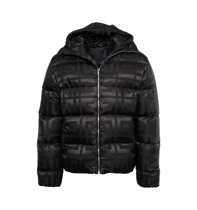 Image 1 of 3 - BLACK - GIVENCHY 4G Puffer Jacket featuring light nylon with big 4G pattern all over, high neck, zipped closure, two side pockets and classic fit. 100% polyamide. Made in Romania. 