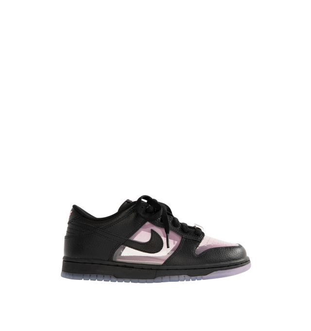 Image 1 of 5 - BLACK - NIKE Dunk Low Sneaker featuring padded collar, lightweight cushioning, lace up closure, sheer side and top panels.