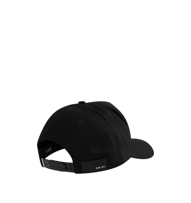 Image 3 of 3 - BLACK - AMIRI MA Canvas Hat featuring cotton canvas, embroidered with Amiri's MA monogram logo on the face and back adjustable snap closure. 100% cotton. Made in USA.