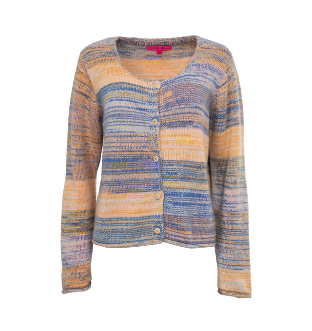 Image 1 of 3 - MULTI - THE ELDER STATESMAN Cosmic Striped Cardigan featuring scoop neckline, front button placket and rolled cuffs and hem. 100% cashmere. Made in USA. 