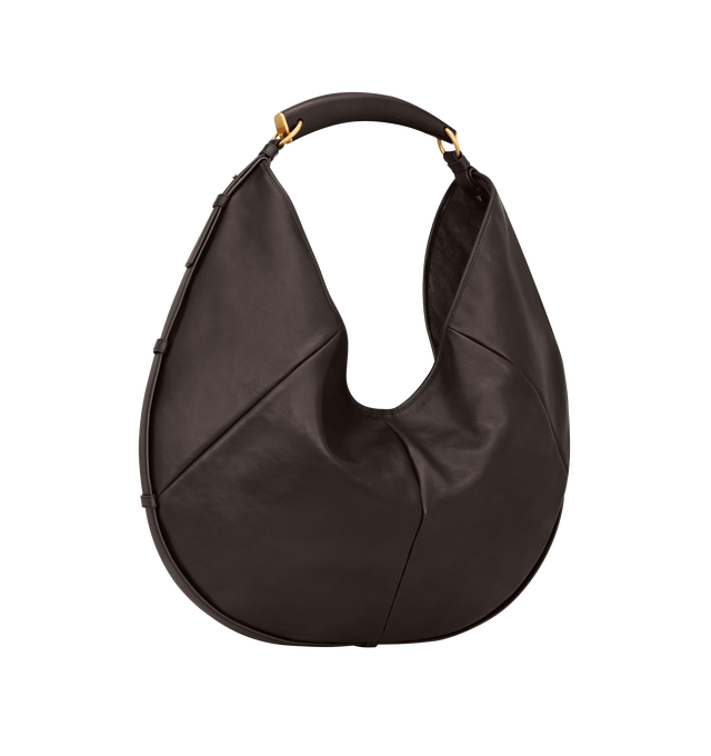 Image 2 of 4 - BROWN - SAINT LAURENT Mombasa Large Bag featuring hobo bag in supple calfskin, lined in tonal suede, leather covered handle for hand or shoulder carry, bronze-tone hardware, magnetic snap closure and one zip pocket. 9.418.9" x 12.217.3" x 1.2". Calfskin. Made in Italy.
