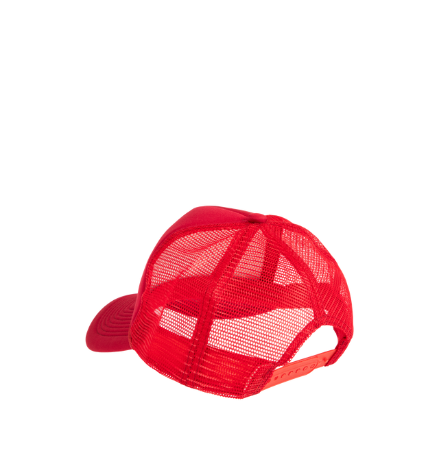 Image 2 of 2 - RED - GALLERY DEPT. Logo Trucker Hat featuring adjustable buckle fastening, trucker style, mesh sides, curved peak and logo at front.