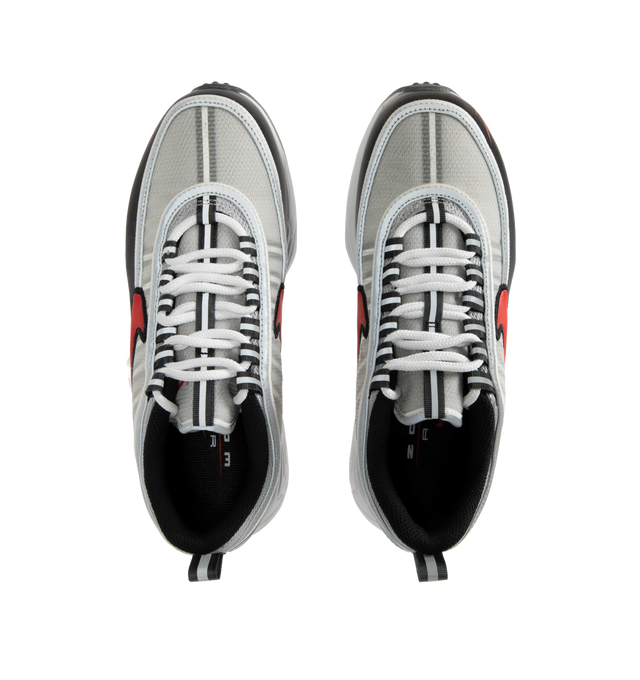 Image 5 of 5 - SILVER - NIKE Air Zoom Spiridon Sneaker featuring iconic running silhouette, reflective design lines, foam midsole and rubber outsole.