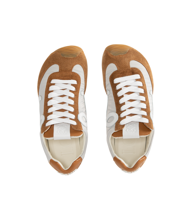 Image 5 of 5 - BROWN - LOEWE Ballet Runner 2.0 Sneaker in nylon and calfskin featuring an asymmetrical toe shape, a sock-like internal structure, a lightweight rubber outsole that extends to the toecap, 20mm heel, L monogram at the side, embossed Anagram on the tongue and injected rubber LOEWE on the heel tab. Nylon/calf. Made in Italy.