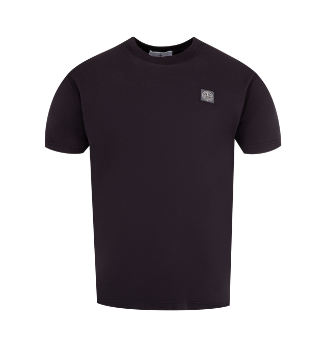 Image 1 of 2 - BLACK - STONE ISLAND Logo T-Shirt featuring crew neck, short sleeves, logo label on the chest and straight hem. 100% cotton.