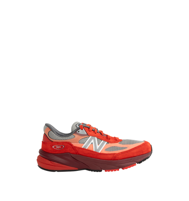 Image 1 of 5 - RED - NEW BALANCE 990V6 Sneaker featuring mesh upper, suede overlays, FuelCell foam, ENCAP midsole cushioning combines lightweight foam with a durable polyurethane rim, reflective accents and TPU back tab.