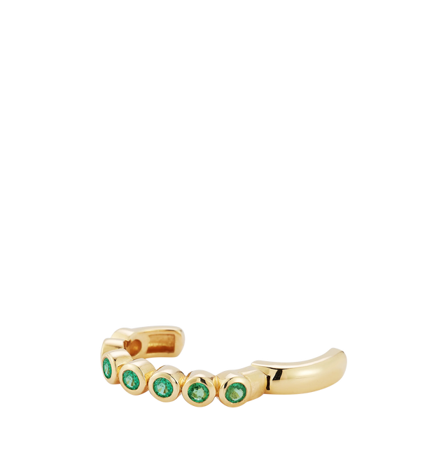 Image 2 of 2 - GOLD - RENNA Emerald Bubble Ear Cuff featuring bezel-set emerald ear cuff, hinge opening, approx .23 tcw emerald and 18k gold. Hirshleifers offers a range of initial pieces from this collection in-store. For personal consultation and detailed information about jewelry, please contact our dedicated stylist team at personalshopping@hirshleifers.com.