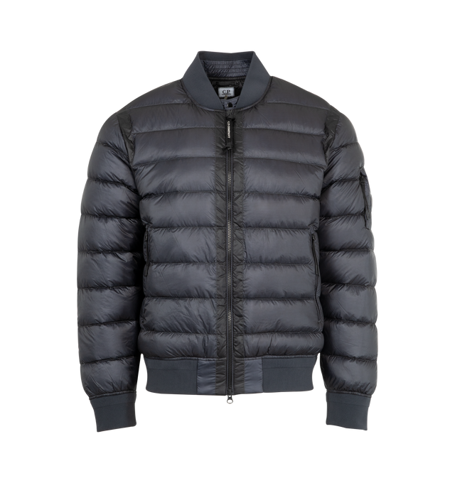 Image 1 of 3 - BLUE - C.P. COMPANY Medium Jacket in DD Shell featuring an adjustable hood, full-zip closure with two-way zip, side zip pockets, ribbed cuffs, adjustable fit and pocket detail with lens on the sleeve.
