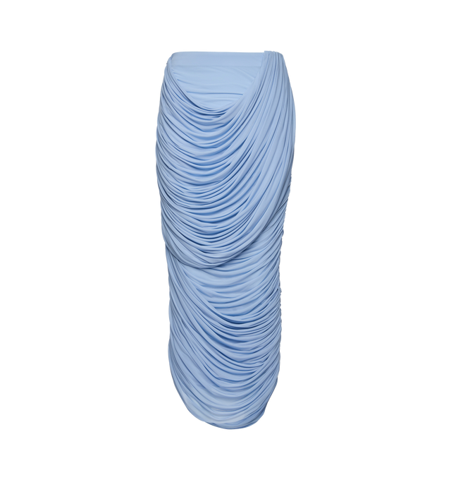 Image 1 of 2 - BLUE - MAGDA BUTRYM Draped Ruched Skirt featuring fluid jersey with refined draping, ruching at the sides for a flattering fit and midi length. 92% cupro, 8% elastane.