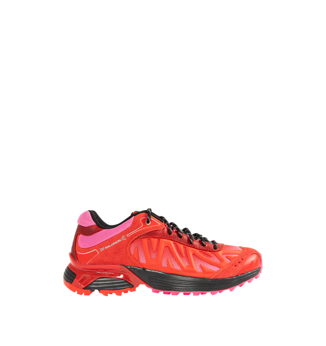 Image 1 of 5 - RED - SALOMON XT Whisper Aries Sneaker featuring traditional lacing system with eyelets, textile and leather upper, agileChassis system, OrthoLite diecut sockliner, textile lining, chevron lugs mud contaGRIP. 100% polyester.